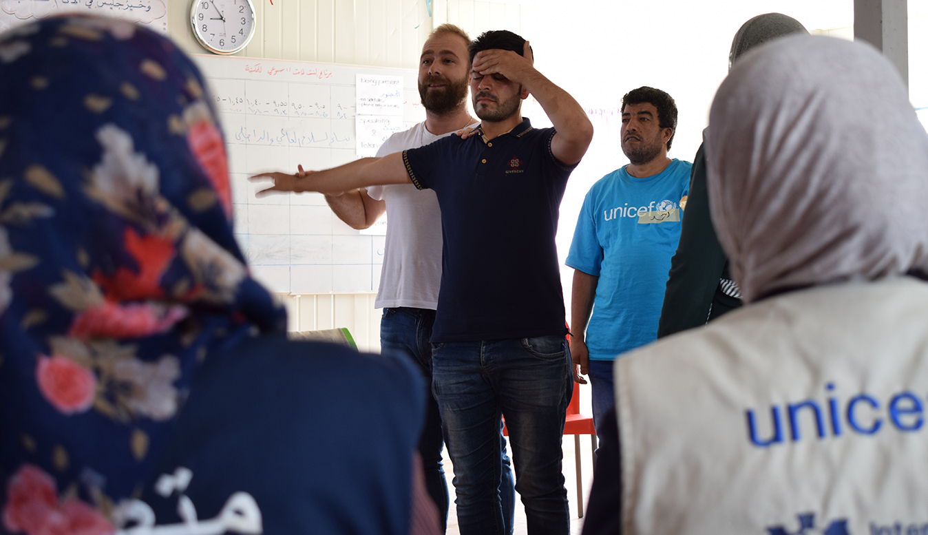 Workshop participants at Azraq refugee camp, Jordan.