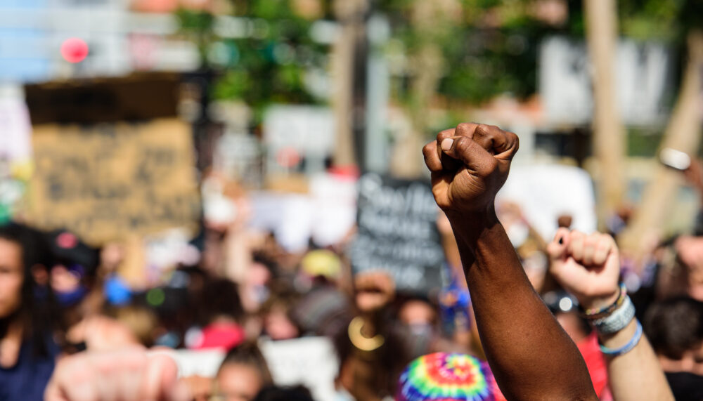 Peaceful protests in Miami, Florida, USA in May 2020 after death of George Floyd