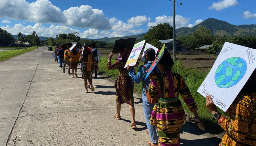 Non-moro indigenous youth march for climate justice and indigenous rights. Bangsamoro Autonomous Region, Mindanao, the Philippines.