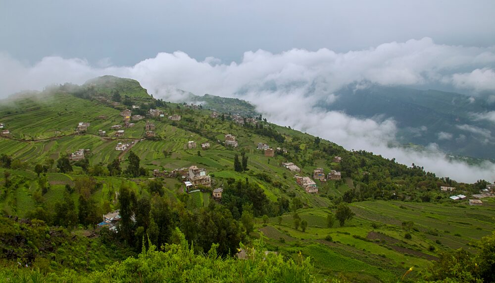 Village at the top of Ibb mountains in Yemen