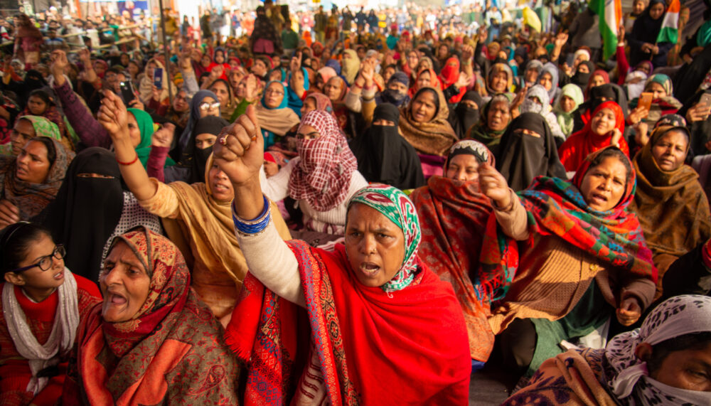 Women in New Delhi protesting in January 2020.