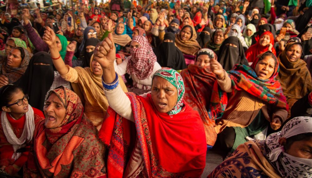 Women in New Delhi protesting in January 2020.