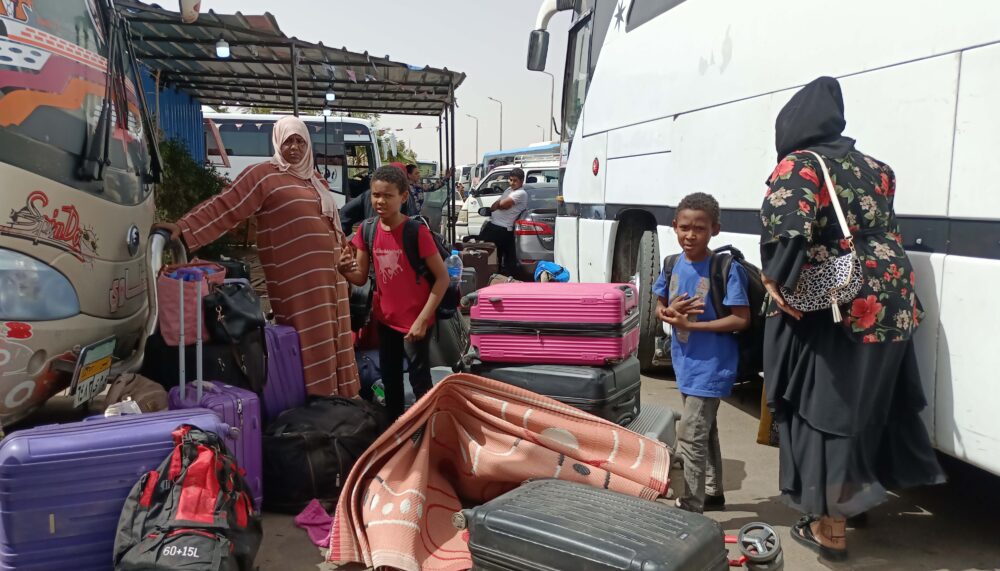 People fleeing from the conflict in Sudan arriving in Aswan, Egypt.