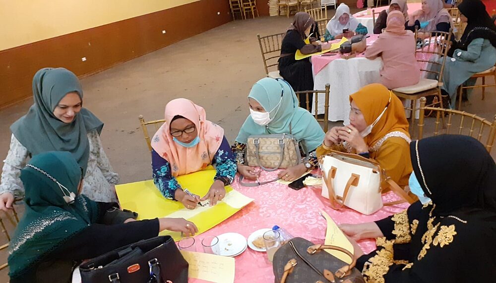 Participants at our workshop with the Moro Women Development and Cultural Center (MWDECC) discussing women's political participation in the Philippines.