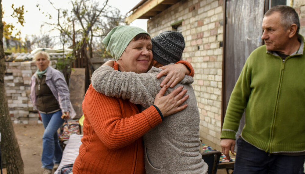 Volunteer cleaning action in Chernihiv, Ukraine.