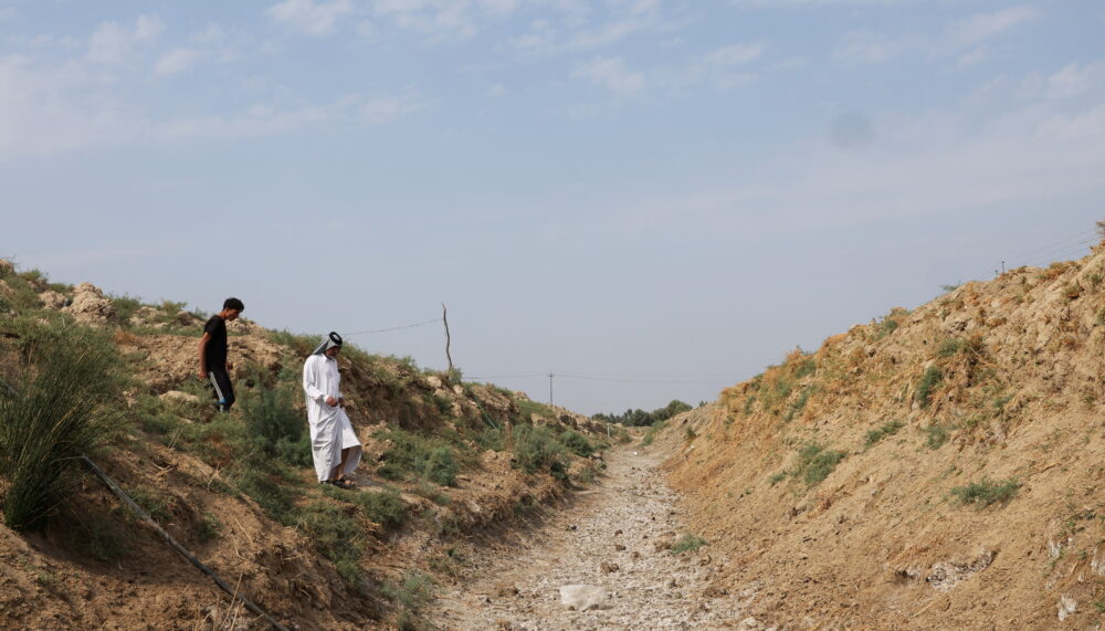 A former canal has dried up, in Diwaniya, Iraq.