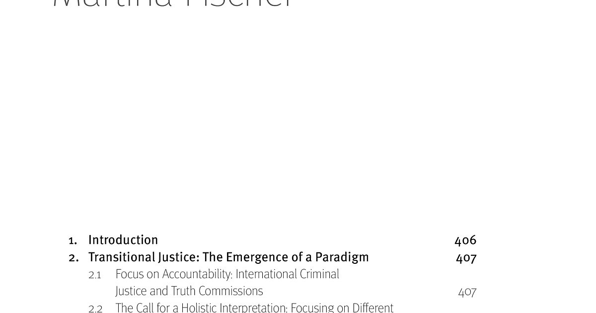 Transitional Justice and Reconciliation - Theory and Practice - Berghof ...