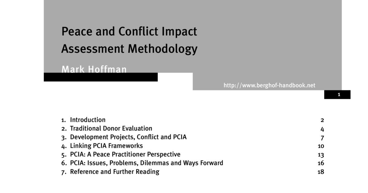 Peace and Conflict Impact Assessment Methodology - Berghof Foundation