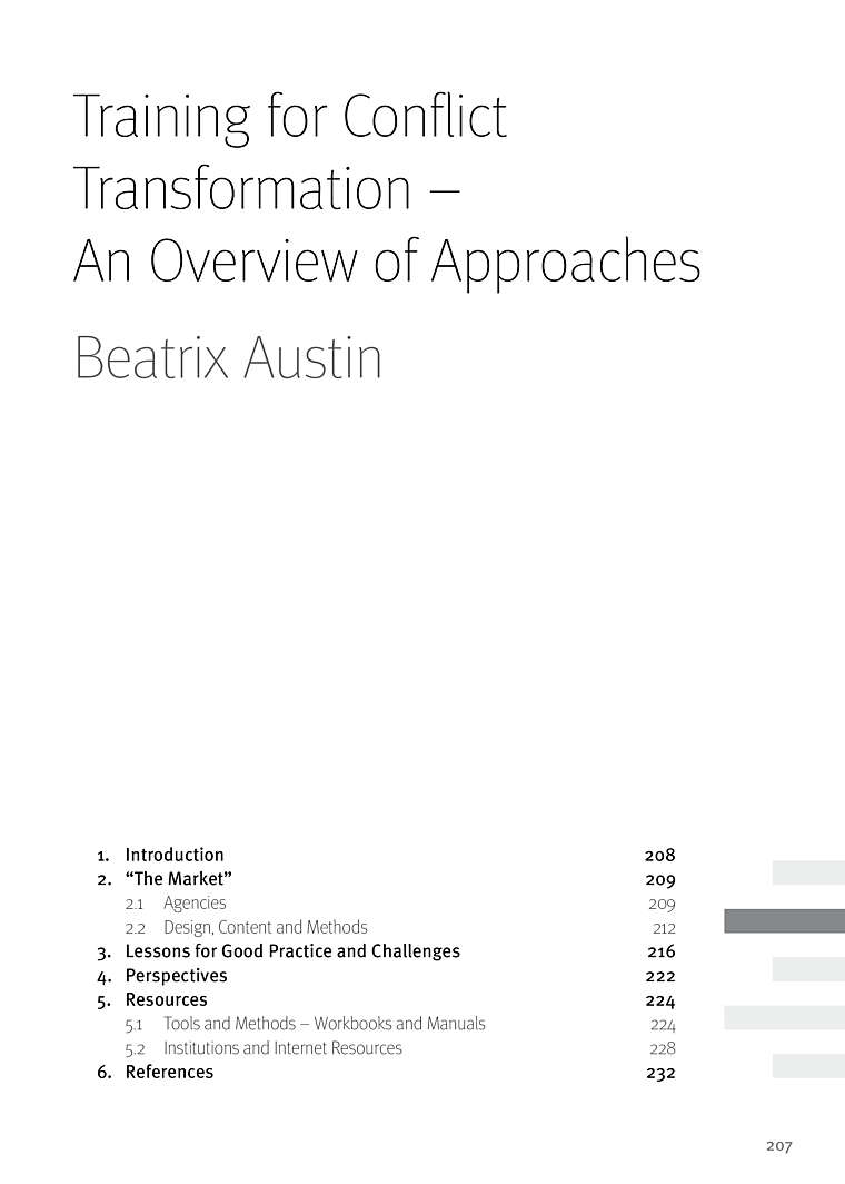Training for Conflict Transformation – An Overview of Approaches ...