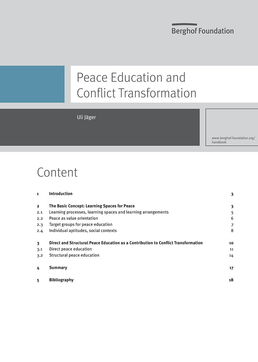 Peace Education and Conflict Transformation - Berghof Foundation